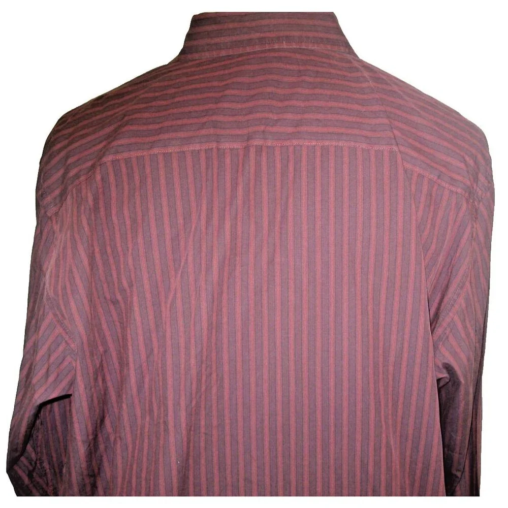 Mens Banana Republic Cotton Blend LS Maroon Striped Casual Shirt sz XL